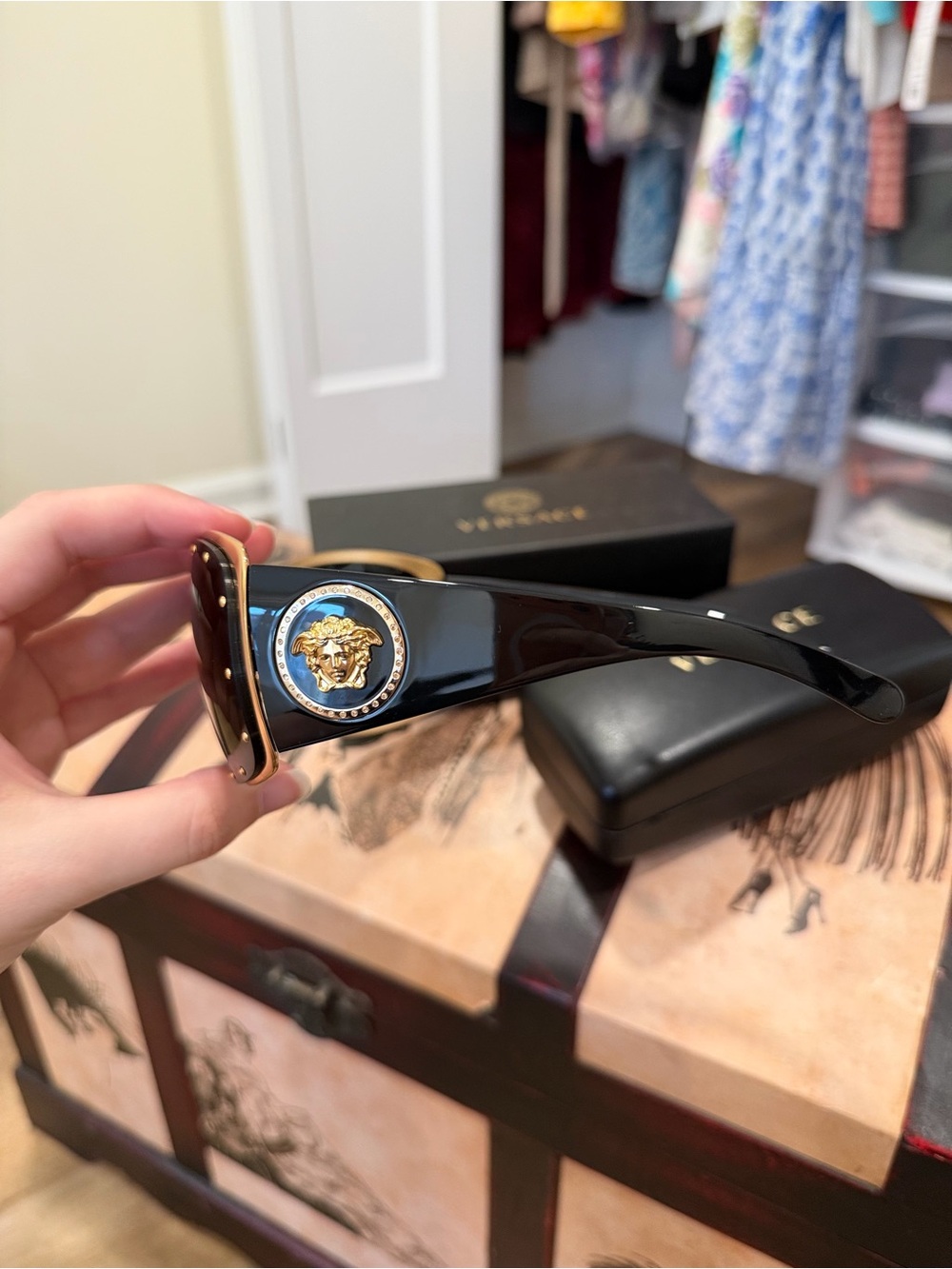 Versace Black and Gold Women’s Sunglasses - Picture 6 of 10